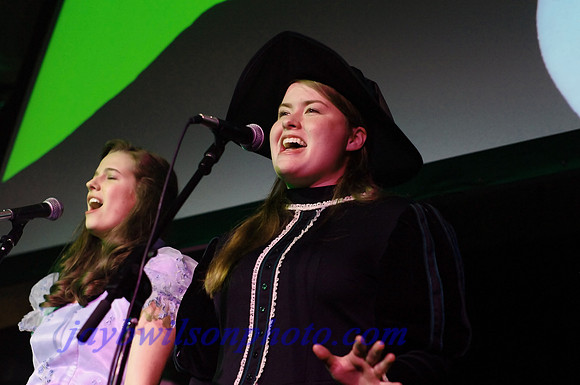Bronxville High School Class of 2011 alums Lydia Ciaputa (left) and Hannah Geiling perform songs from Wicked