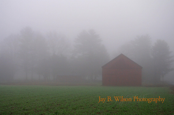 Red Barn in the Mist