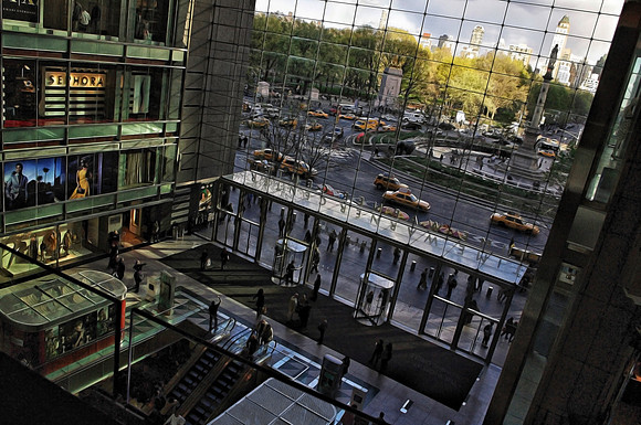 columbus circle, new york city, manhattan, time warner center, shops at columbus circle, architecture, taxi