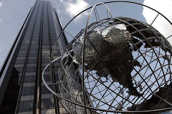columbus circle, trump international, globe sculpture, new york city, manhattan